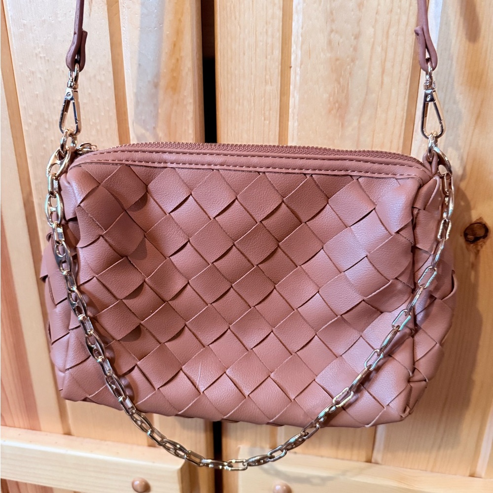 Urban Expressions Woven Brown Crossbody Bag